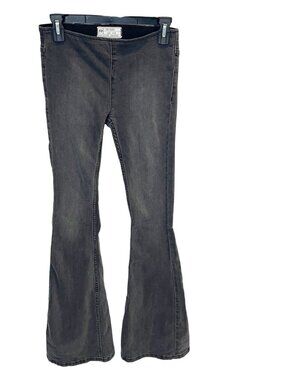 Free People Black Pull On Bell Bottom Flare Jeans Boho Indie - Size 25
